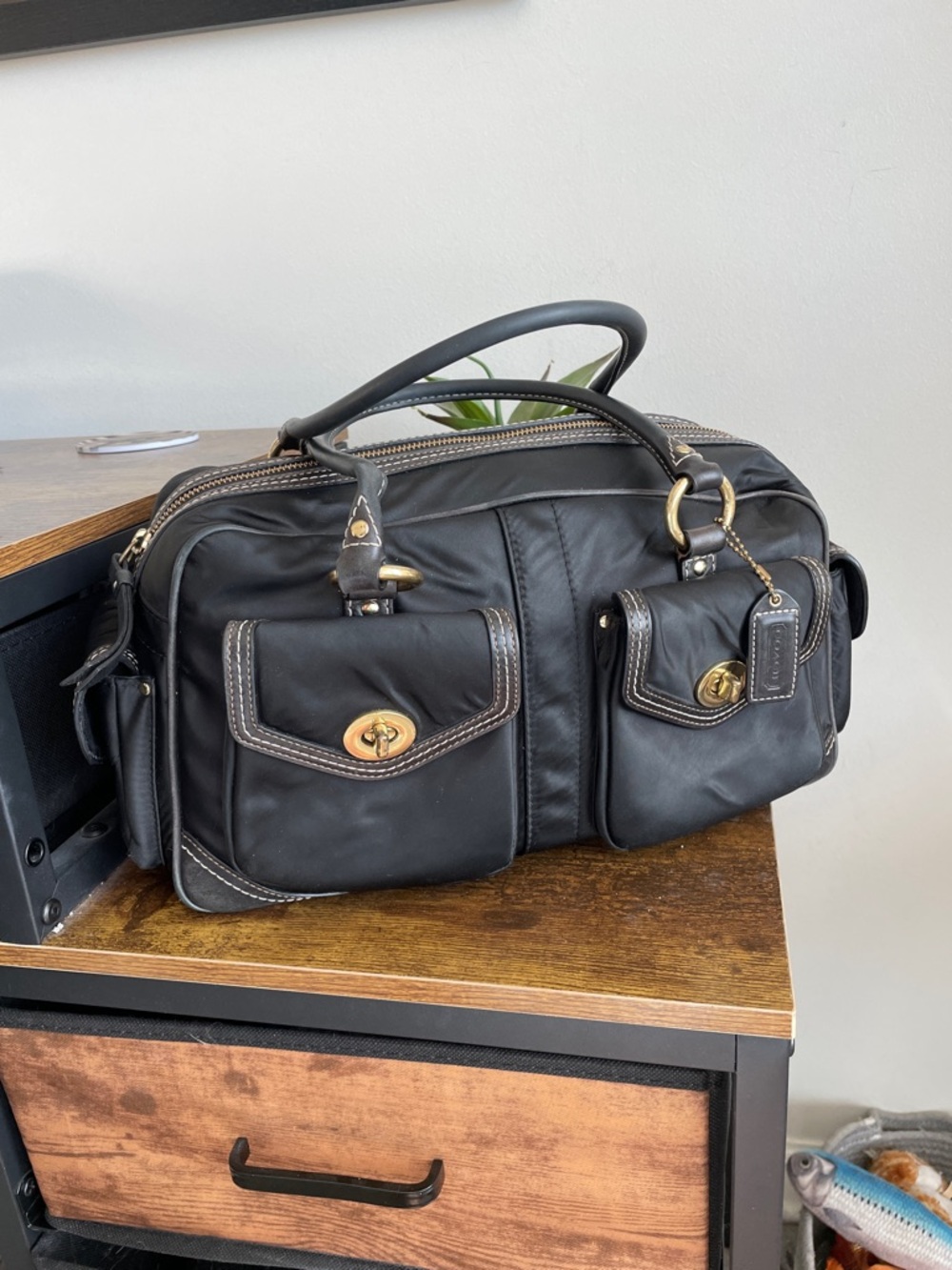 Vintage Coach Y2K Black Sateen Gallery Turnlock Satchel Style 4453 - Picture 2 of 16